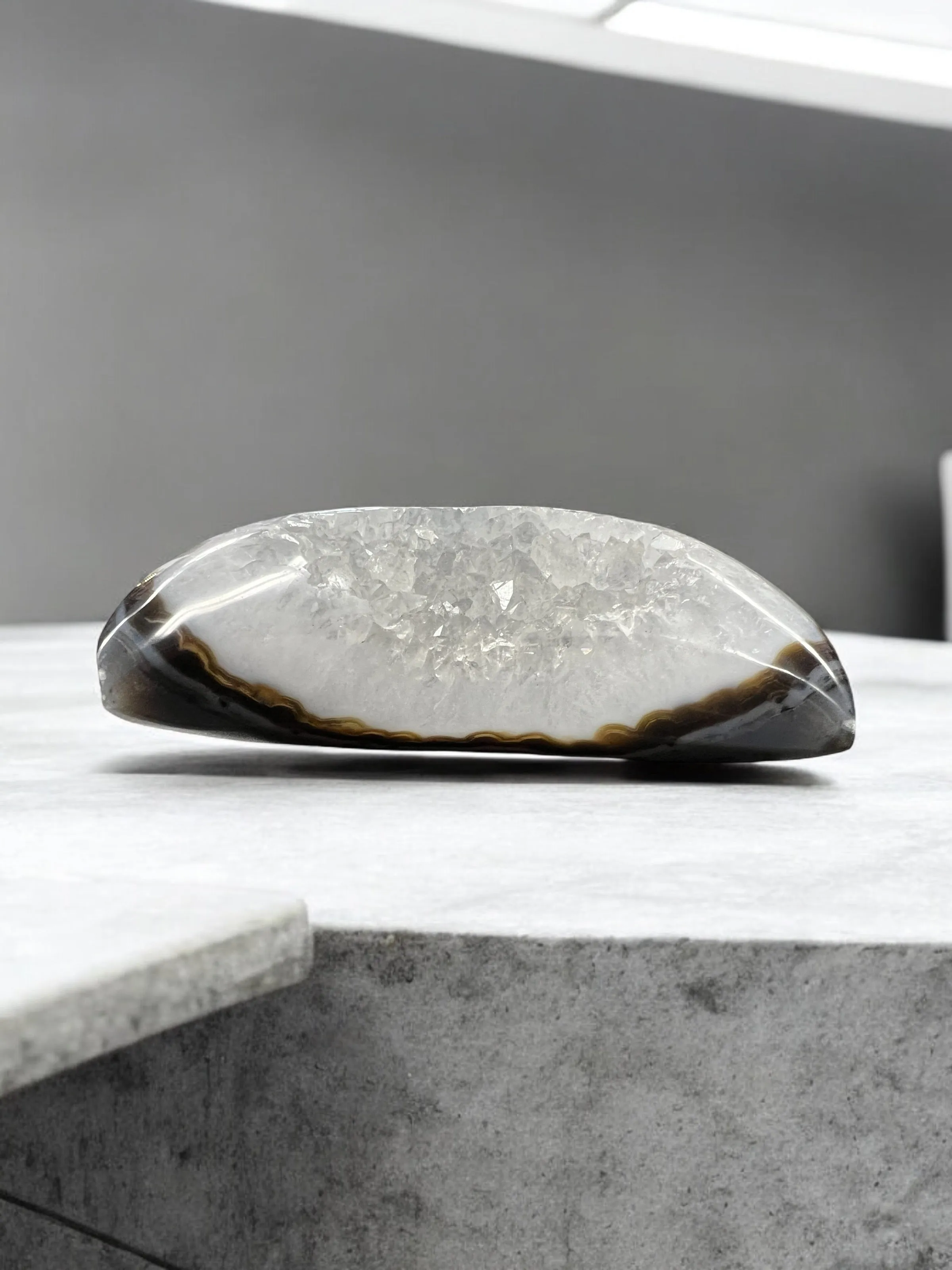 Agate Geode Crescent Moon Carving