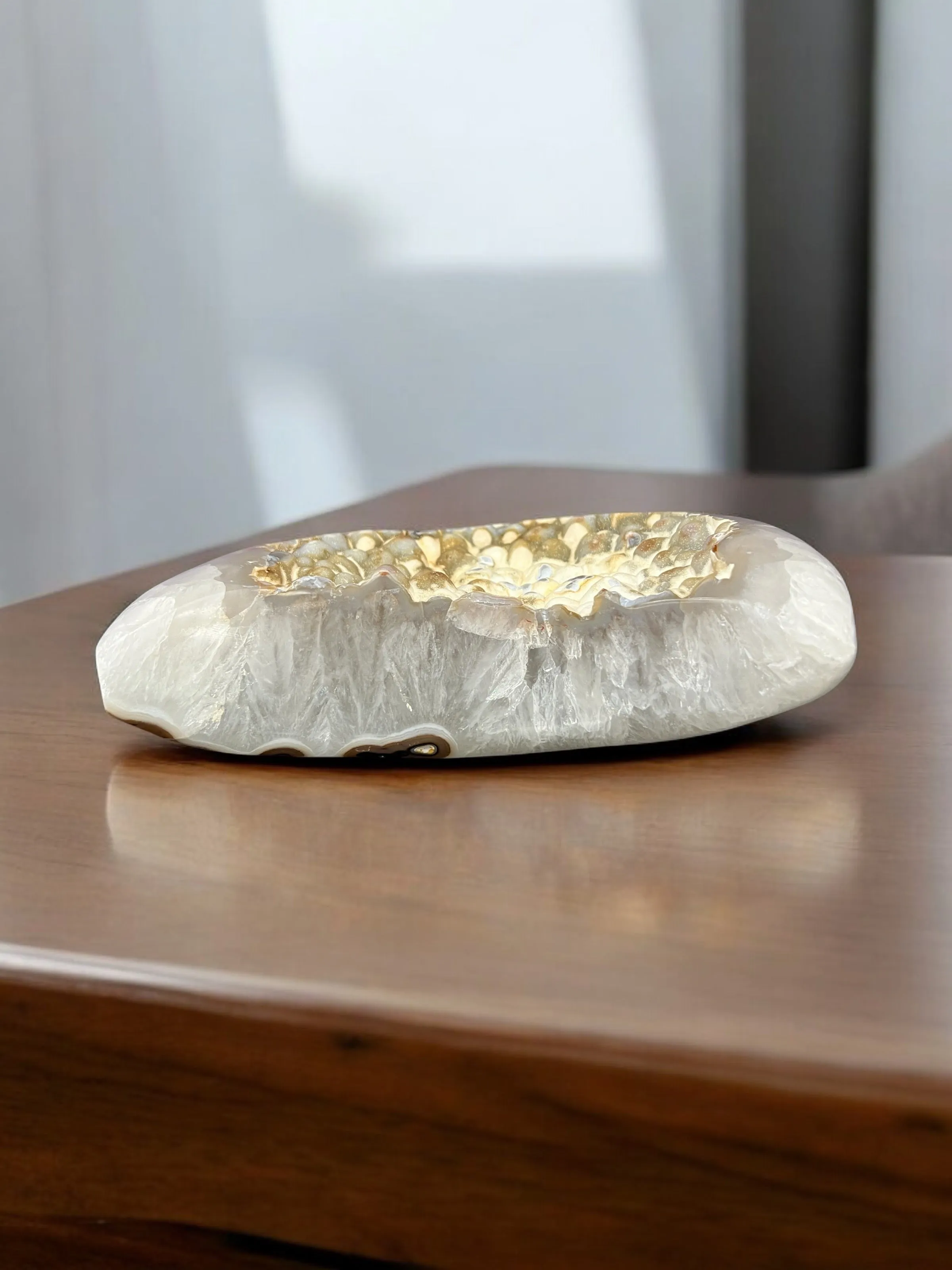 Agate Geode Crescent Moon Carving
