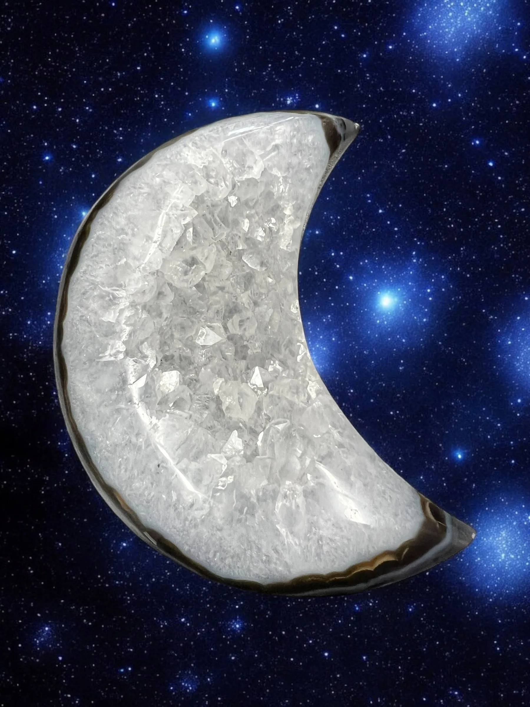 Agate Geode Crescent Moon Carving