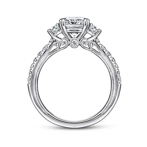 Aloise - 14K White Gold Cushion Cut Three Stone Diamond Engagement Ring