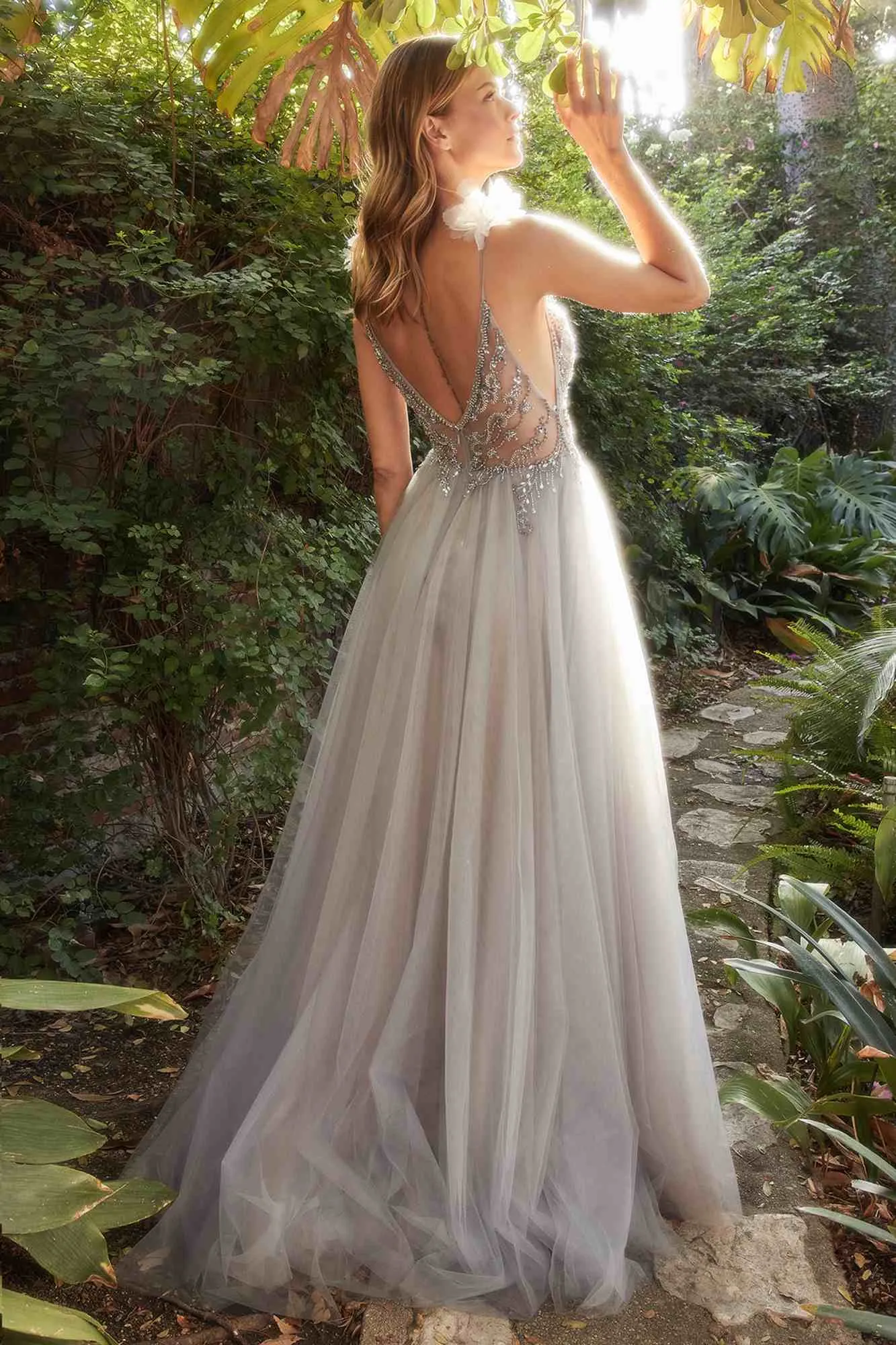 Andrea & Leo A1144 Floor Length Bloom Beaded A-Line Tulle Gown