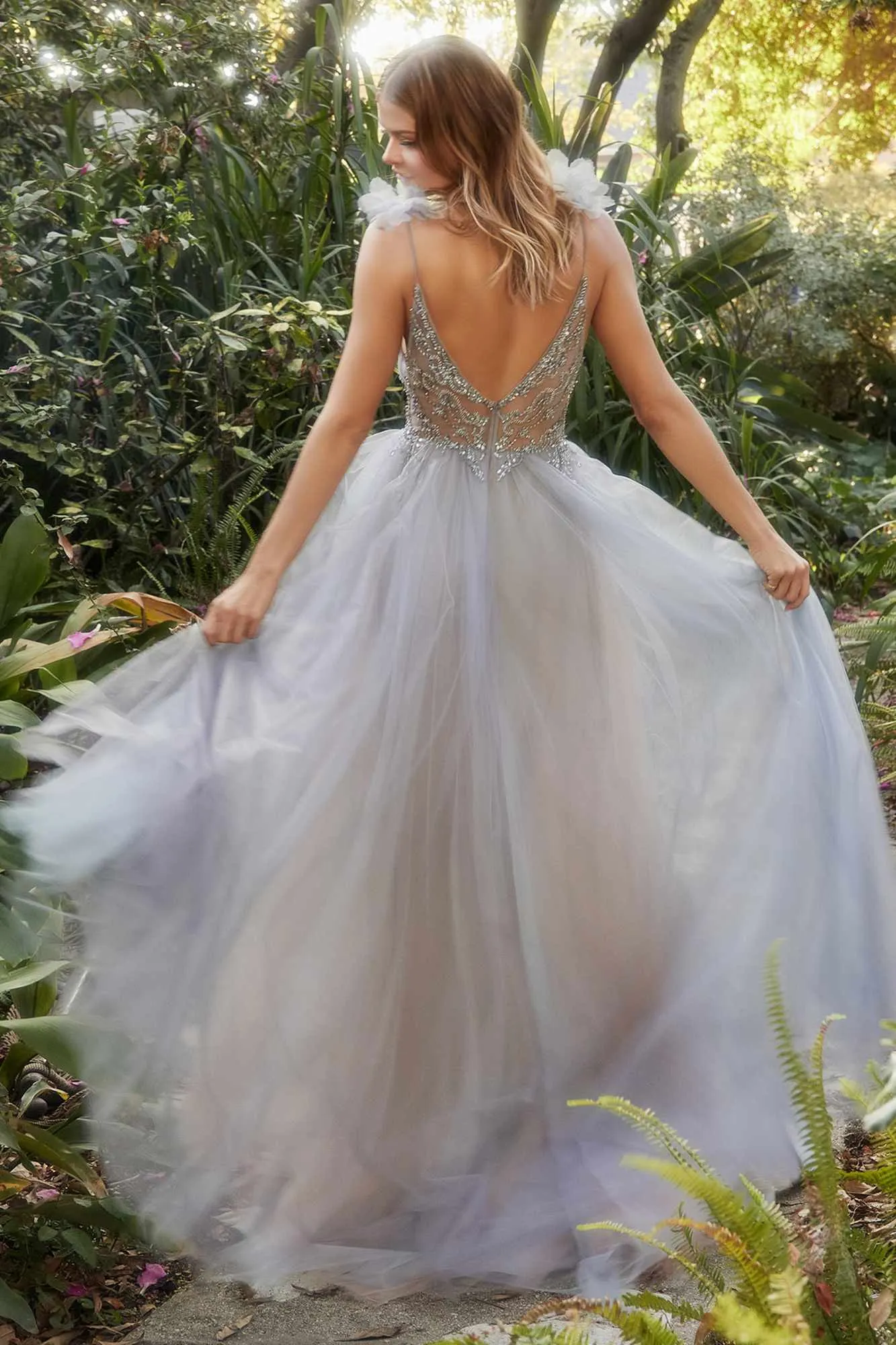 Andrea & Leo A1144 Floor Length Bloom Beaded A-Line Tulle Gown