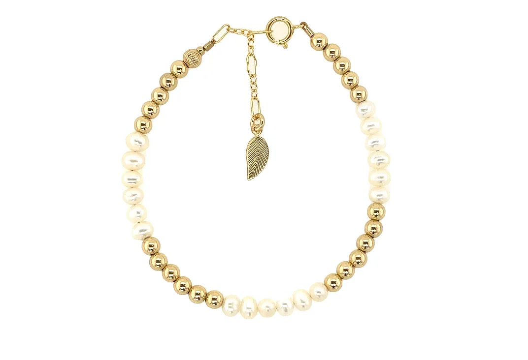 ANNA | Stretchy Anti-Tarnish 14K Gold Filled & Pearls Bracelet