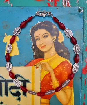 Antique bohemian glass & silver necklace