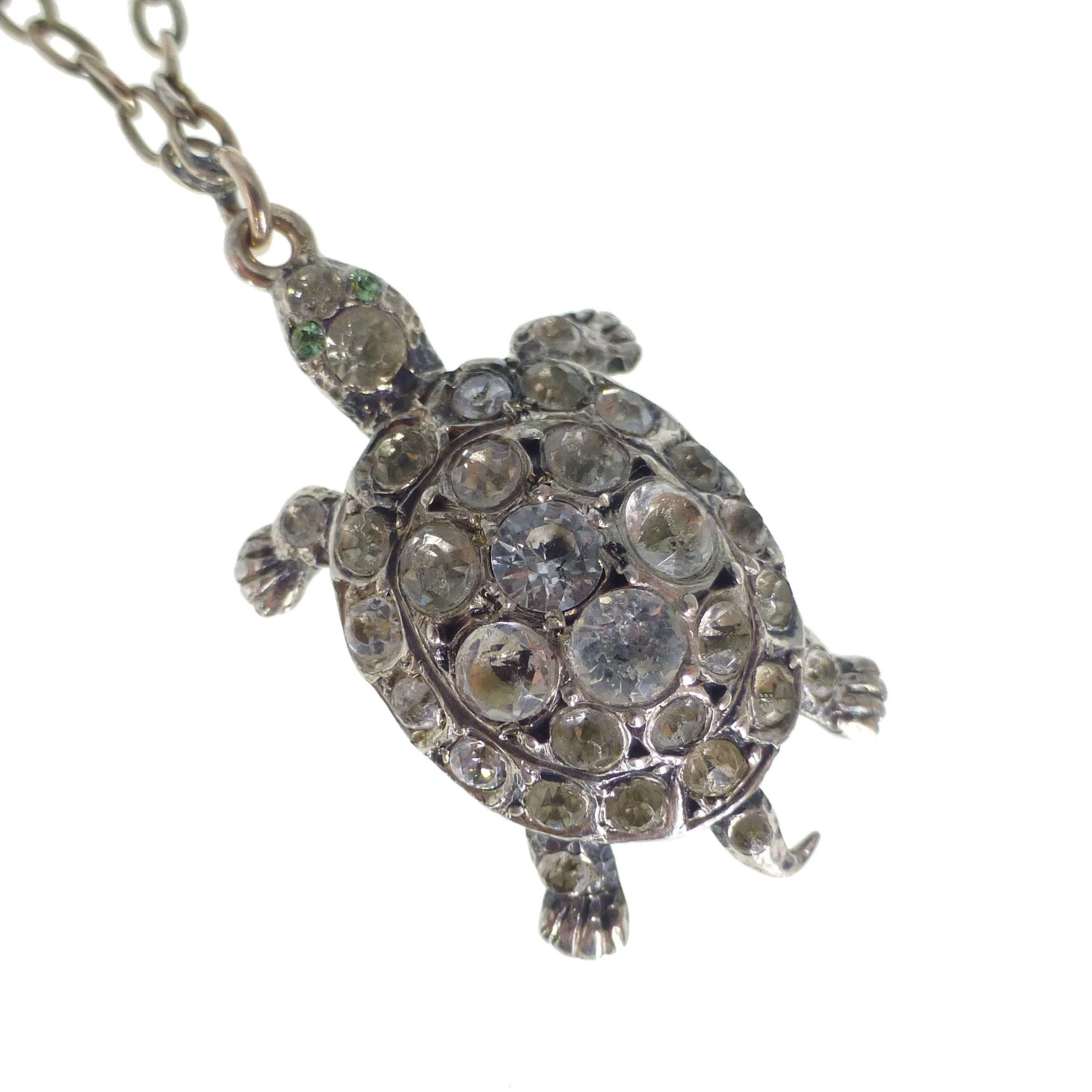Antique Silver Paste Tortoise & Hare Brooch