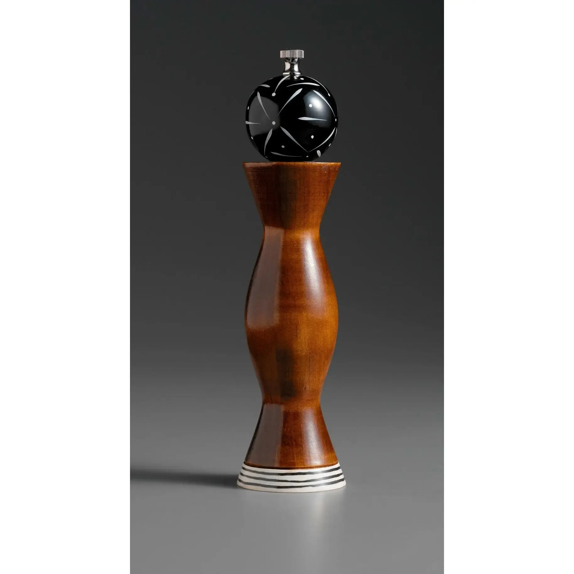 Apex in Natural Wood, Black, and White Wooden Salt Shaker or Pepper Mill Grinder by Robert Wilhelm of Raw Design