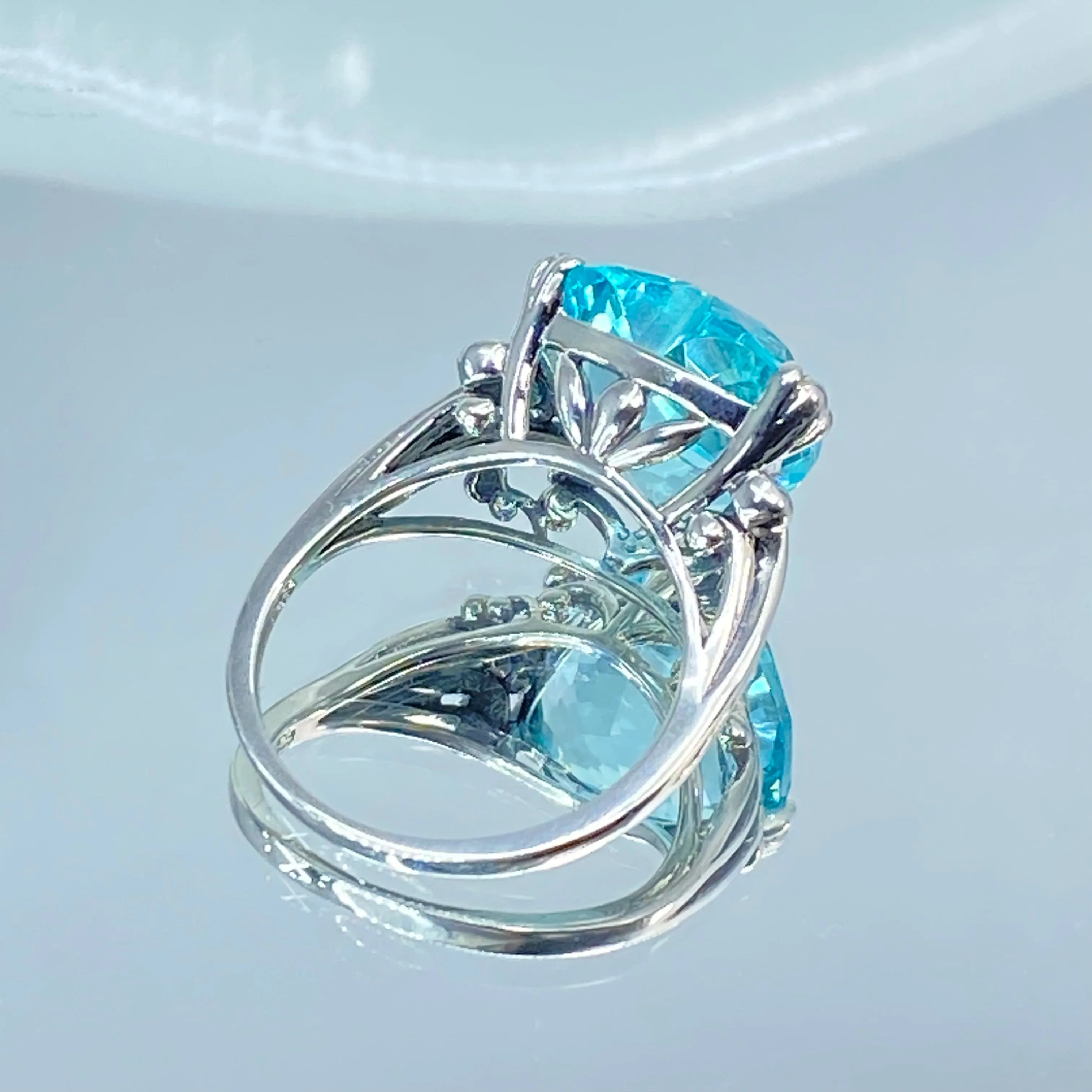 Aquamarine Heart Ring, Size 12, Art Deco Jewelry #D213 - Ready to Ship