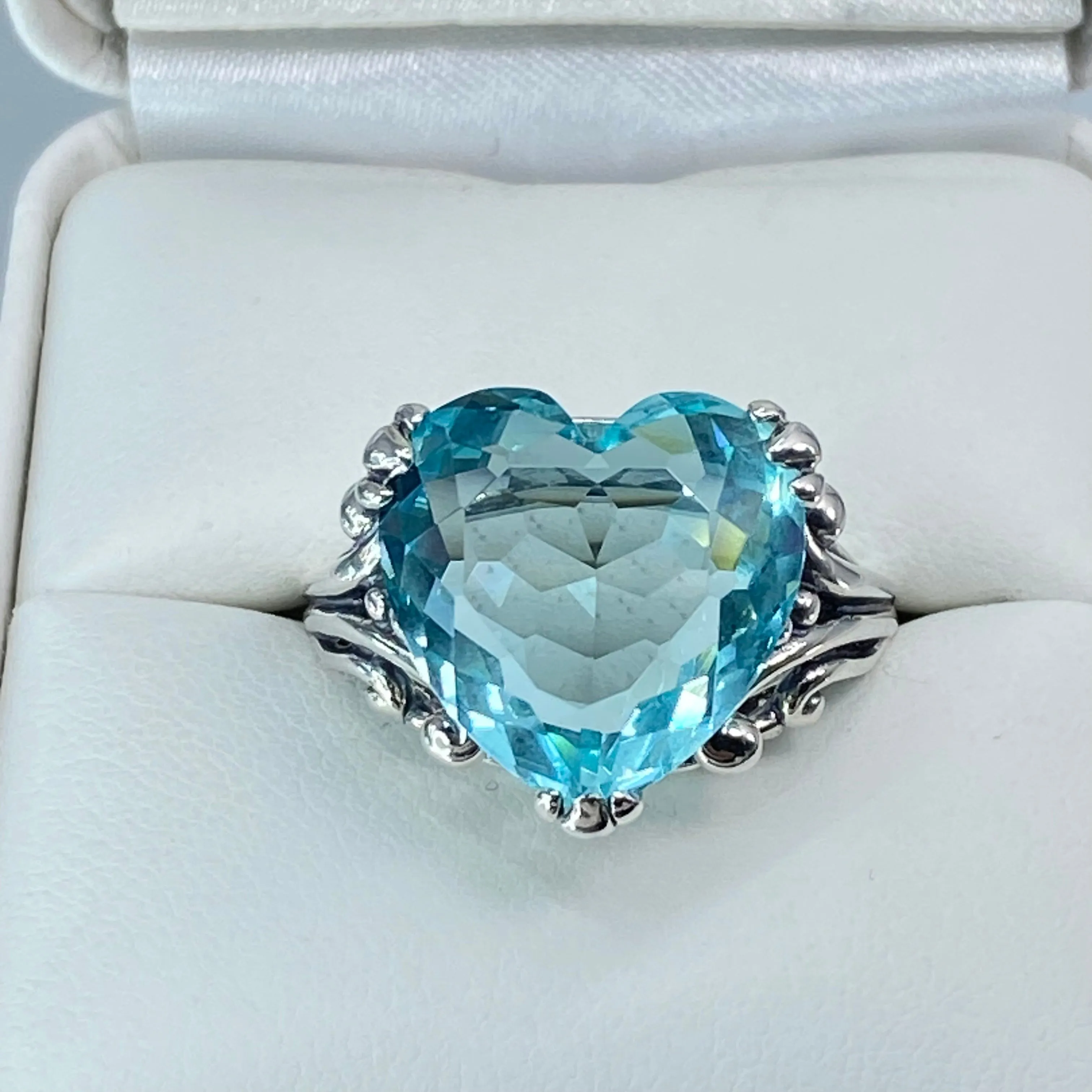 Aquamarine Heart Ring, Size 12, Art Deco Jewelry #D213 - Ready to Ship
