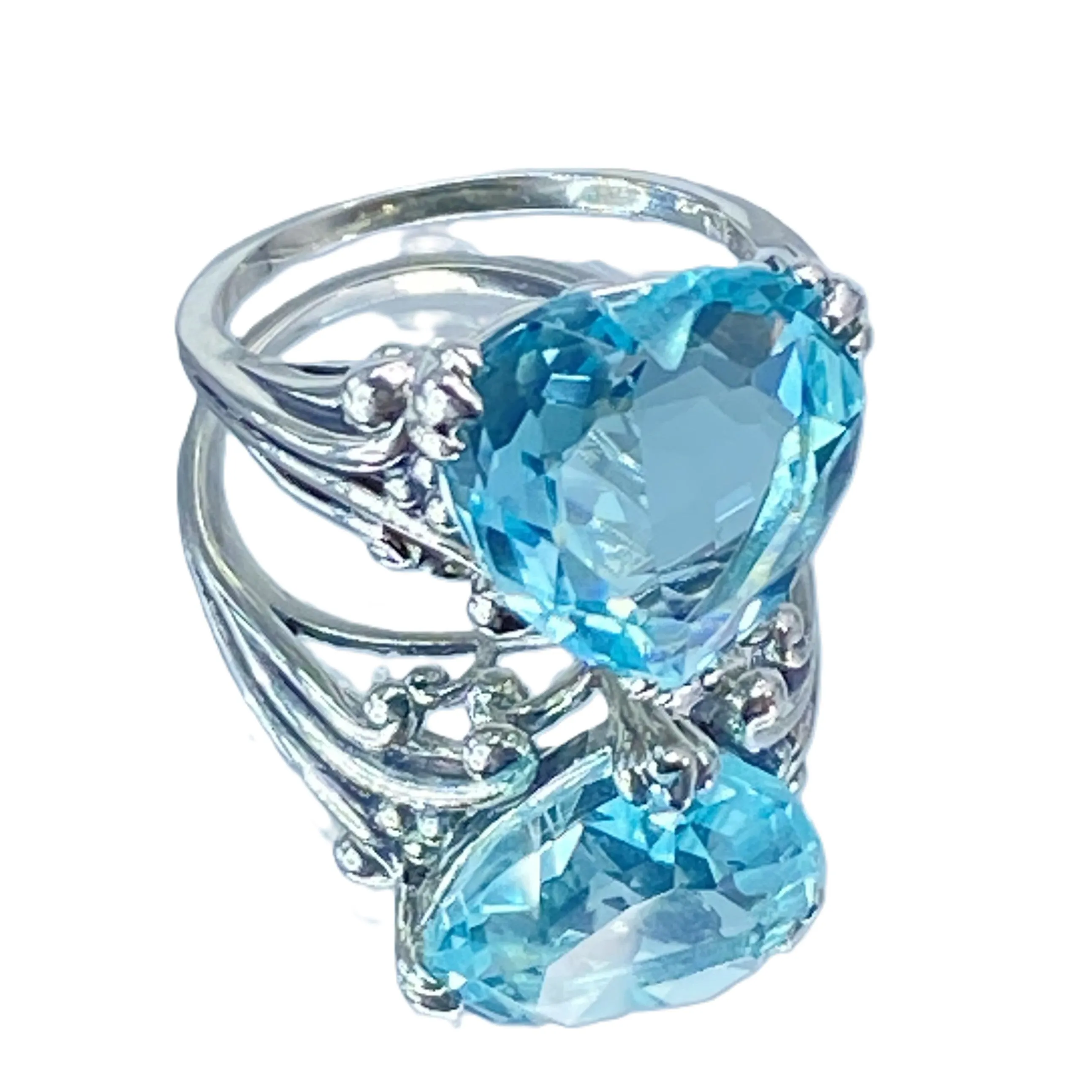 Aquamarine Heart Ring, Size 12, Art Deco Jewelry #D213 - Ready to Ship