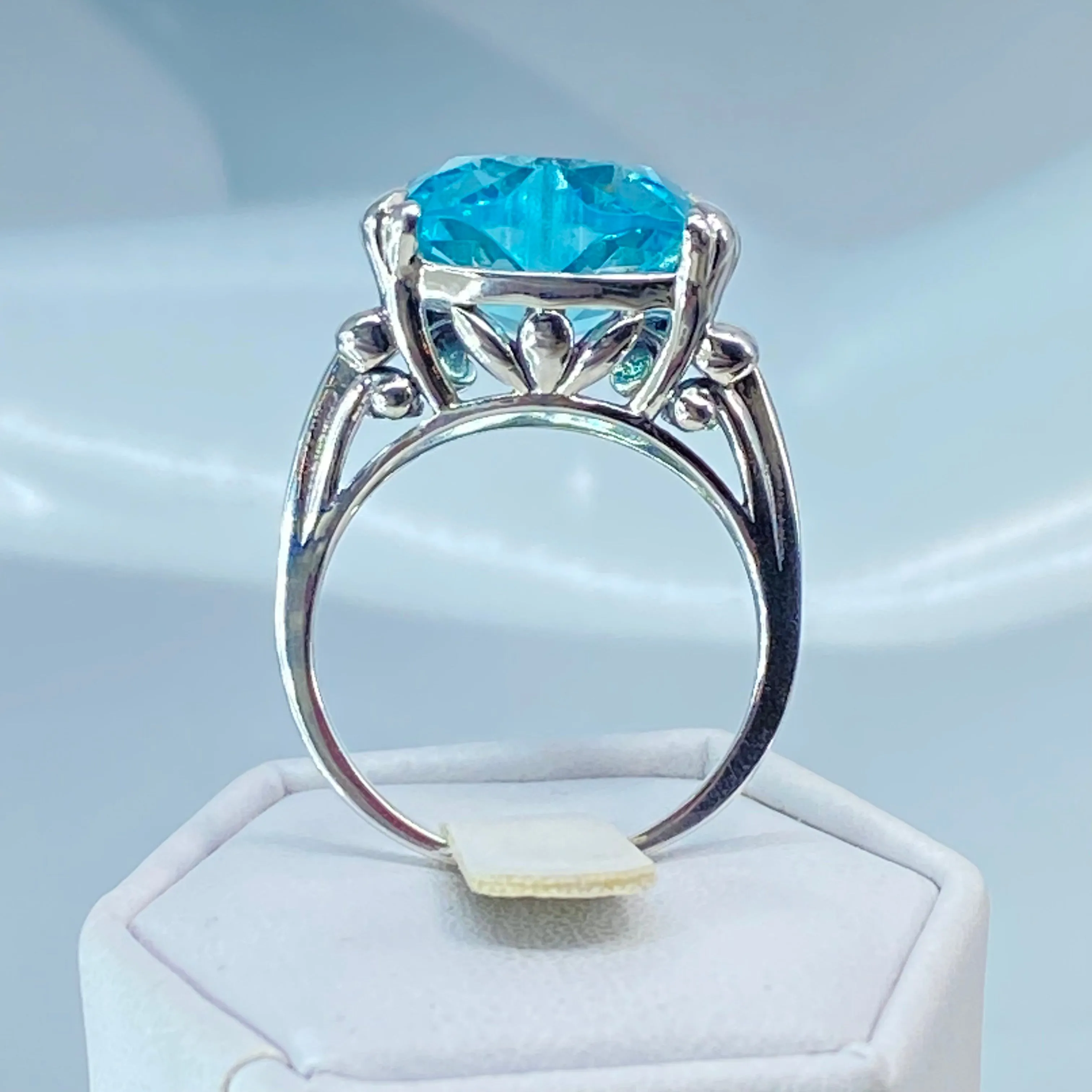 Aquamarine Heart Ring, Size 12, Art Deco Jewelry #D213 - Ready to Ship