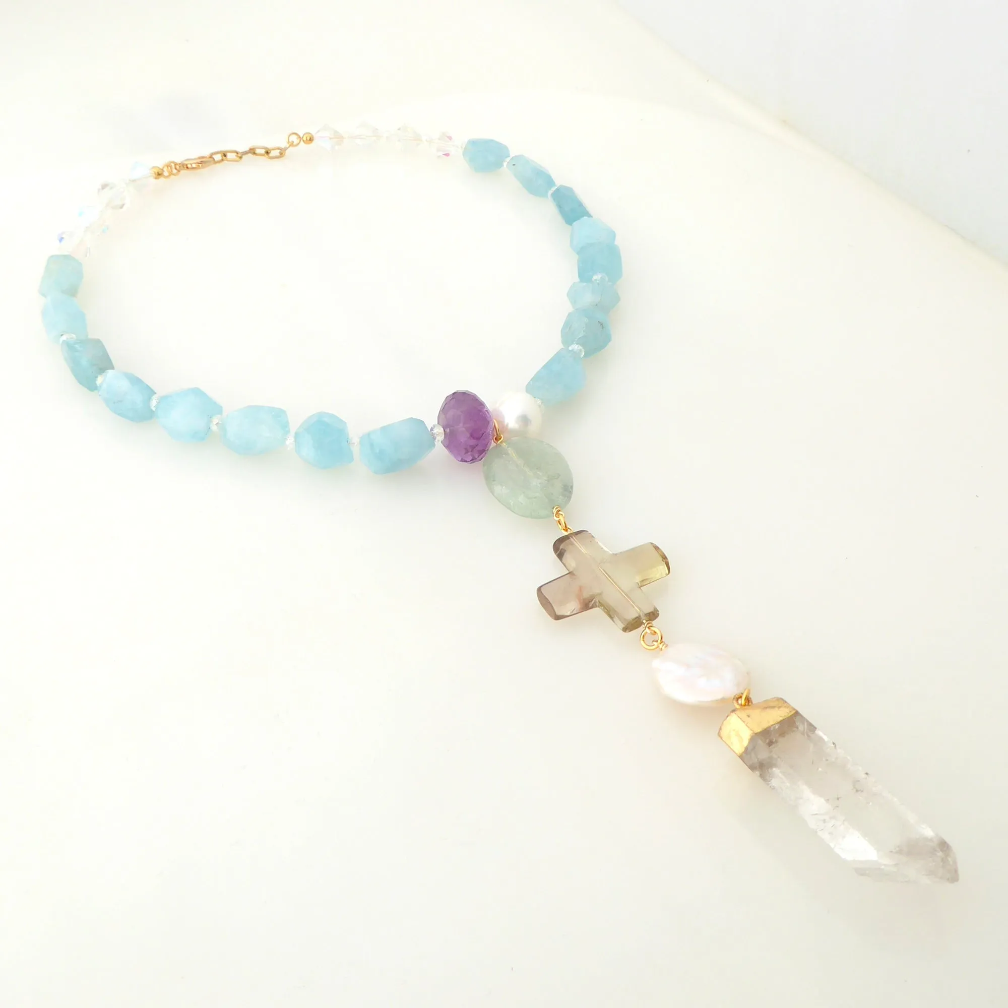 Aquamarine multistone necklace