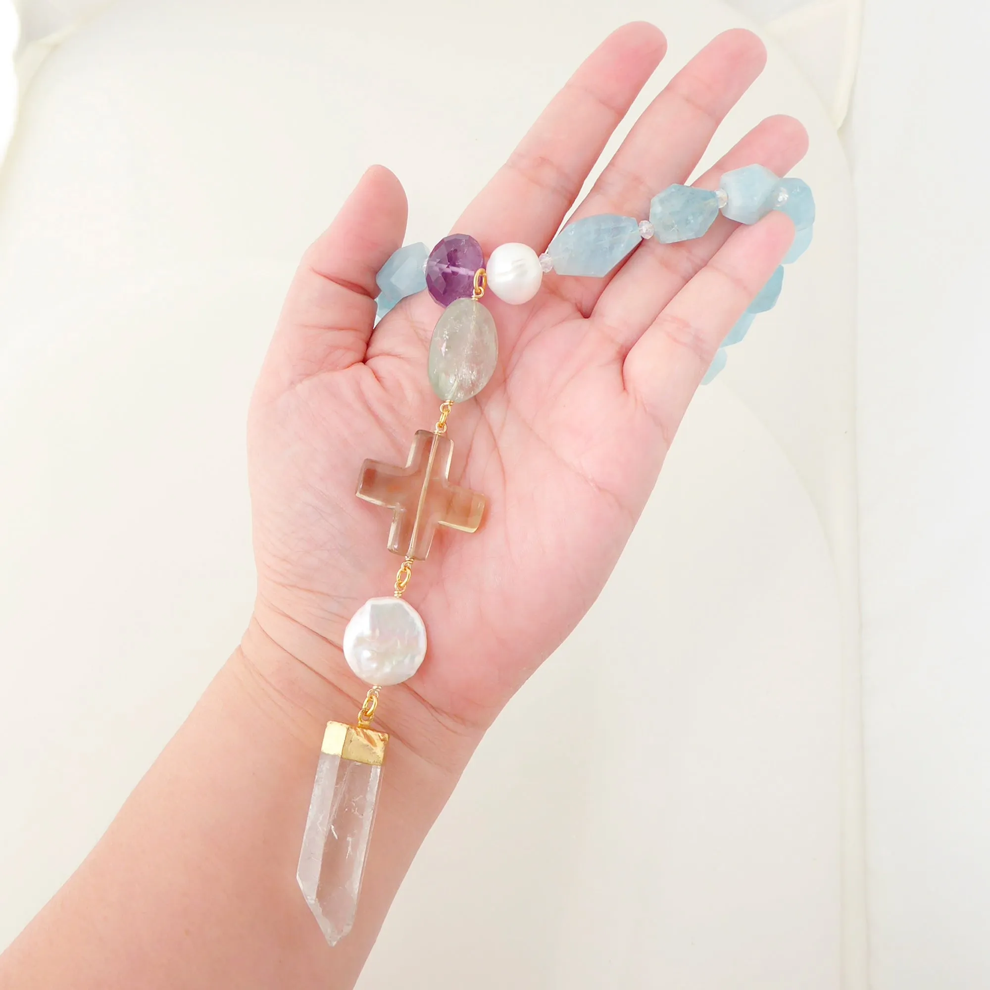 Aquamarine multistone necklace