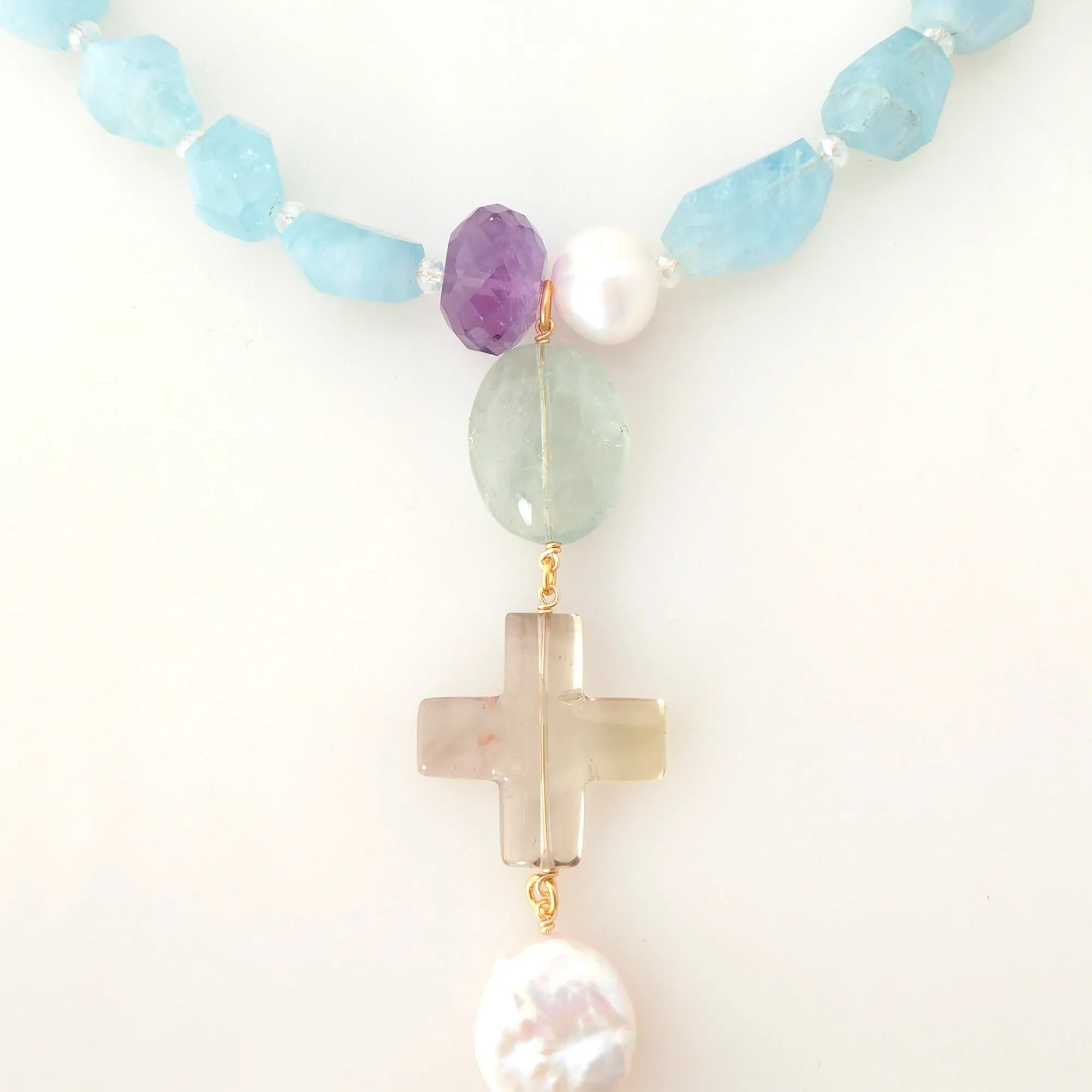 Aquamarine multistone necklace