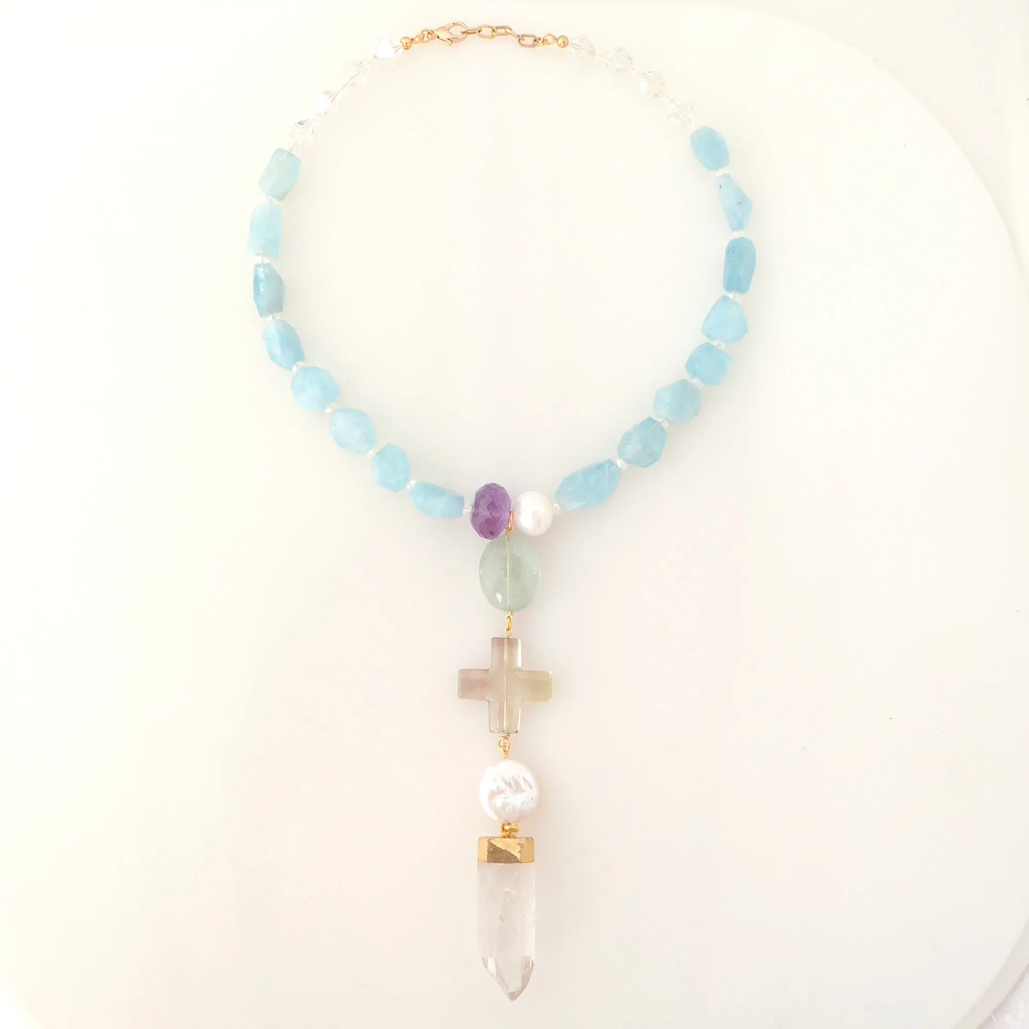 Aquamarine multistone necklace