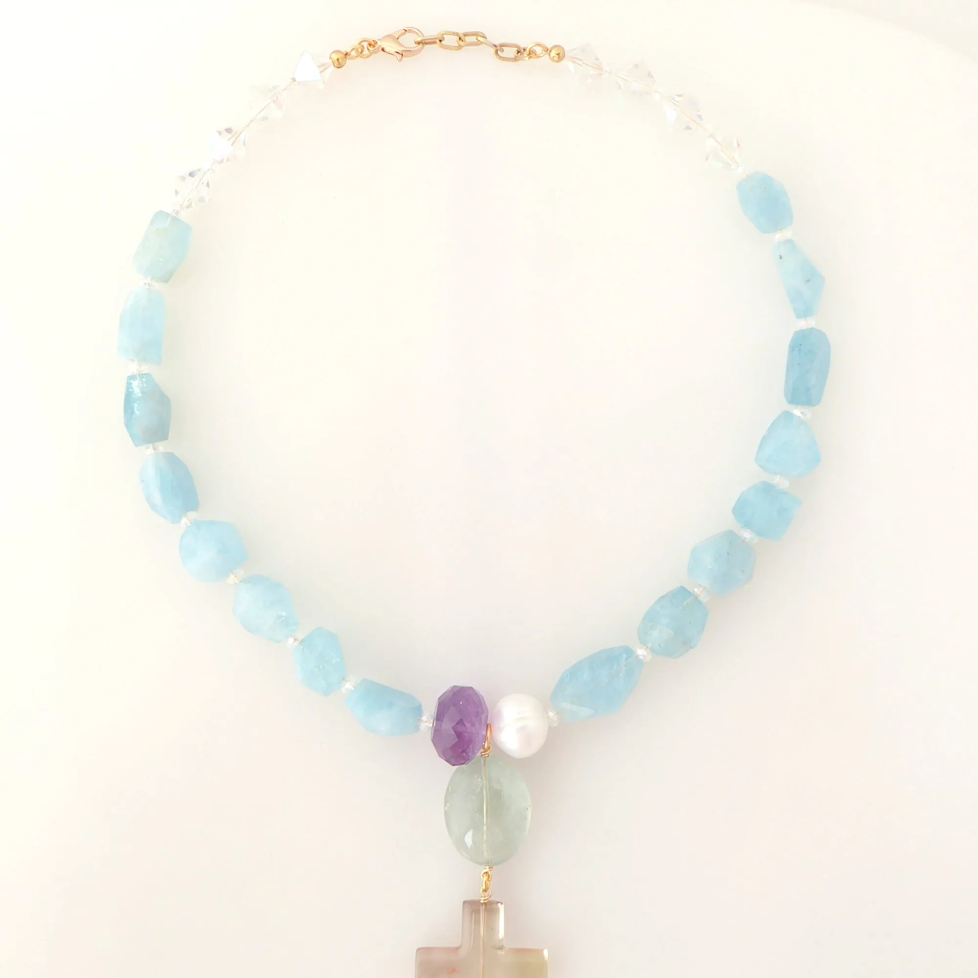Aquamarine multistone necklace