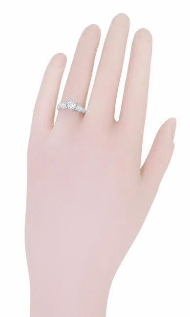 Art Deco Antique Style 3/4 Carat Diamond Filigree Engagement Ring in 14 Karat White Gold