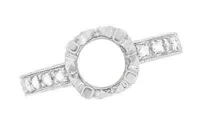 Art Deco Engraved Filigree Loving Butterflies Engagement Ring Setting in Platinum for a 1 Carat Diamond