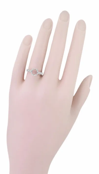Art Deco Engraved Filigree Loving Butterflies Engagement Ring Setting in Platinum for a 1 Carat Diamond