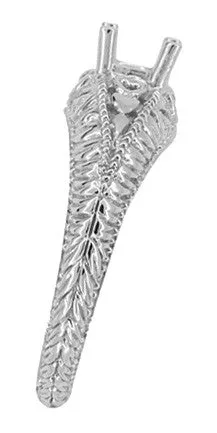 Art Deco Hearts and Diamonds 1/3 Carat Diamond Filigree Engagement Semimount Ring in 14 Karat White Gold