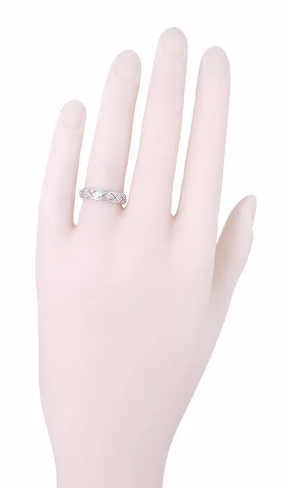 Art Deco Oakdale Diamond Antique Wedding Band in Platinum - Size 5 1/2
