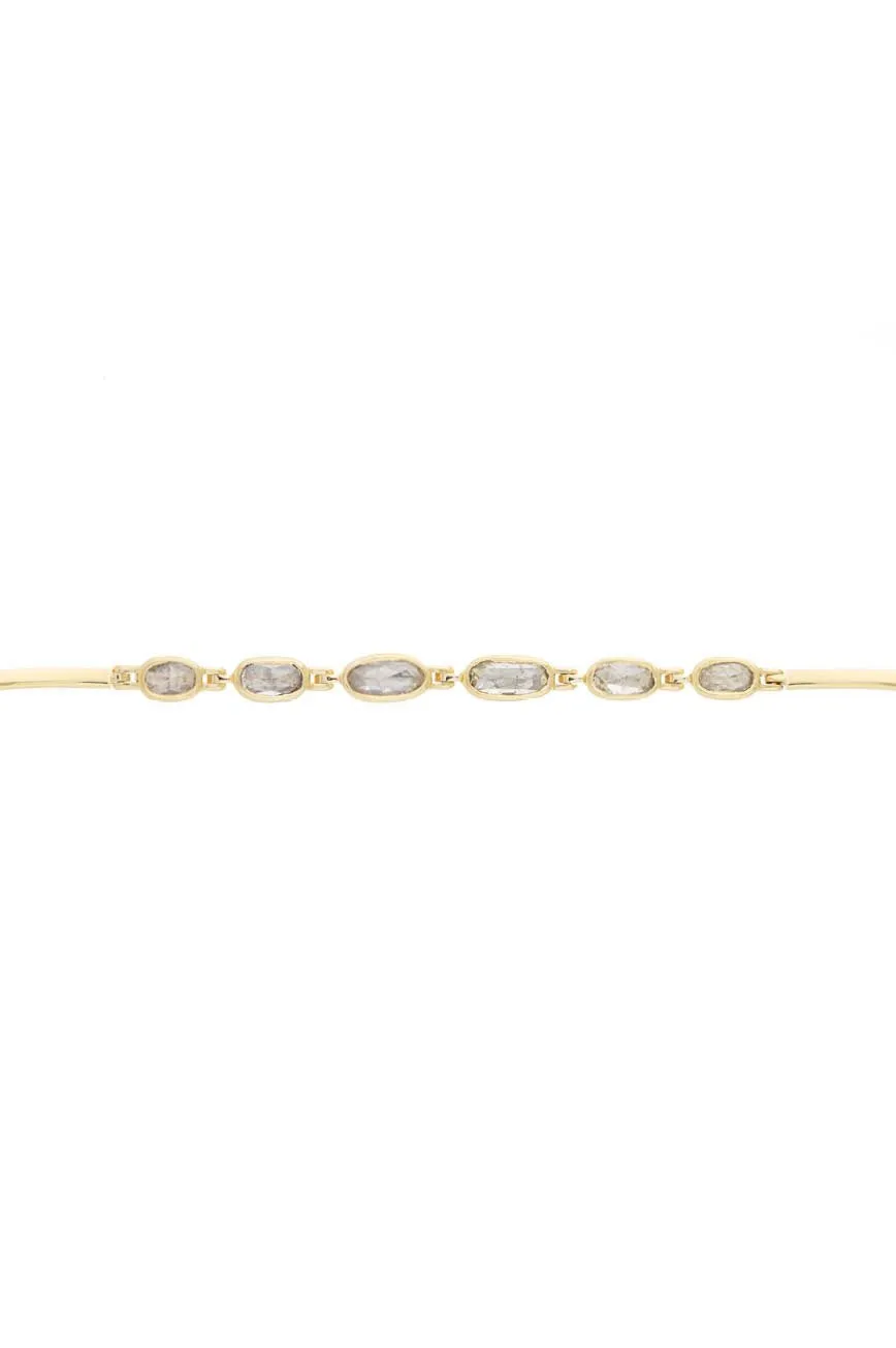 articulated link chain bracelet - grey diamond