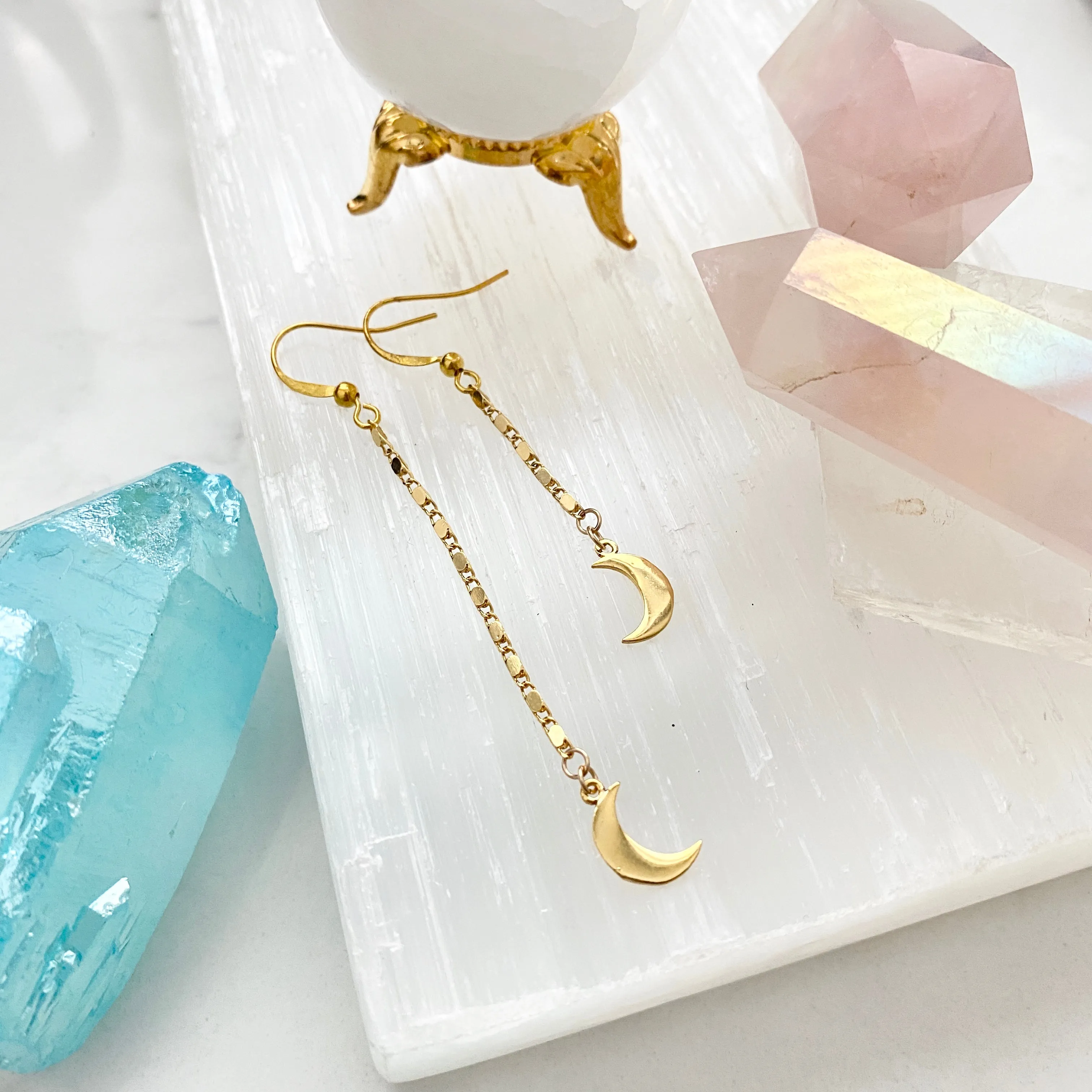 Asymmetrical Moon Drop Earrings