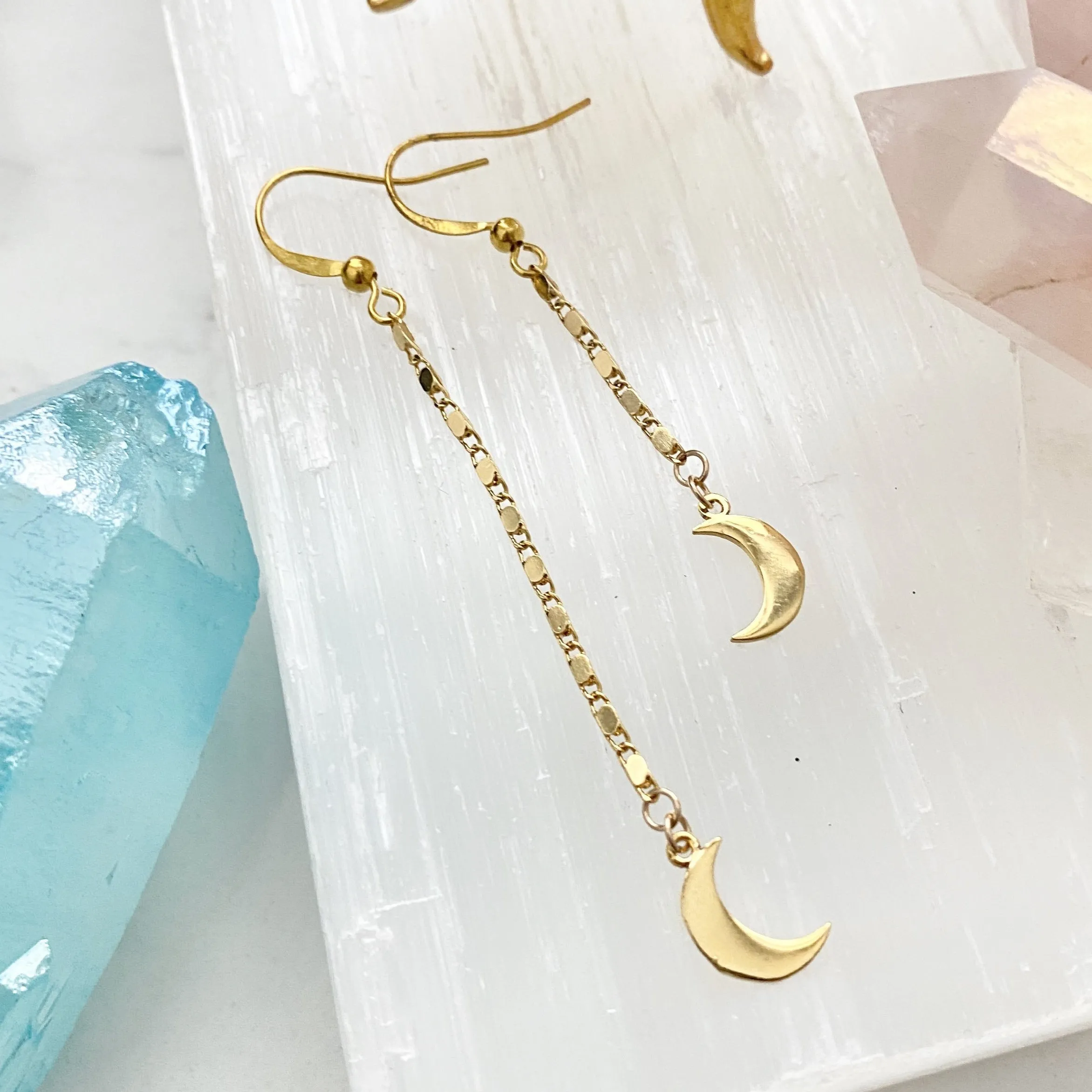 Asymmetrical Moon Drop Earrings