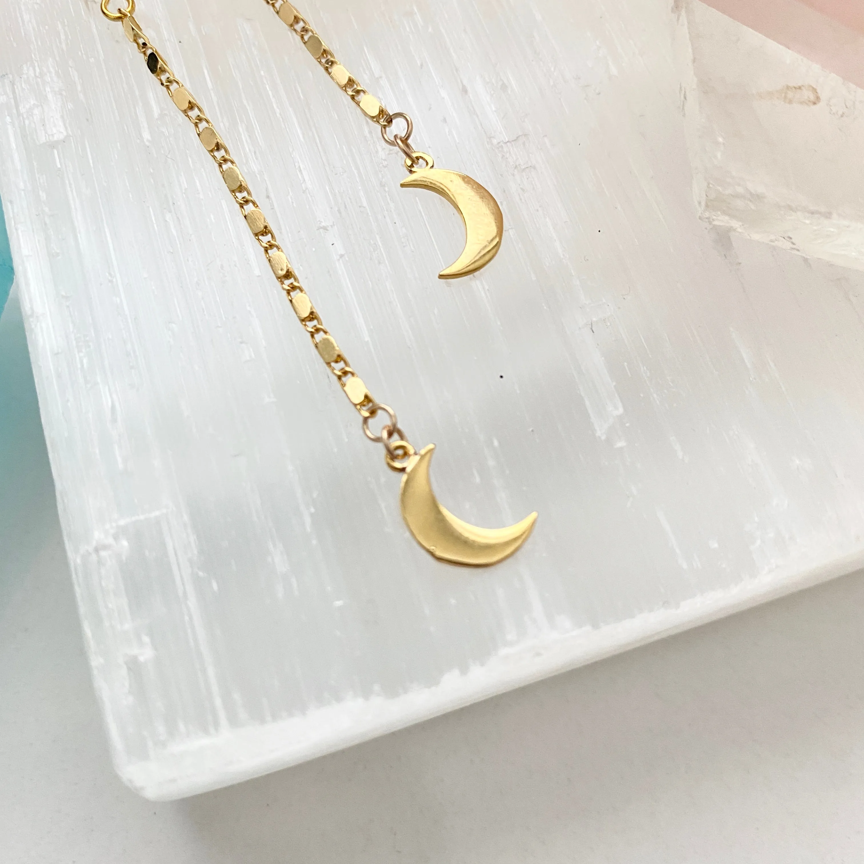 Asymmetrical Moon Drop Earrings