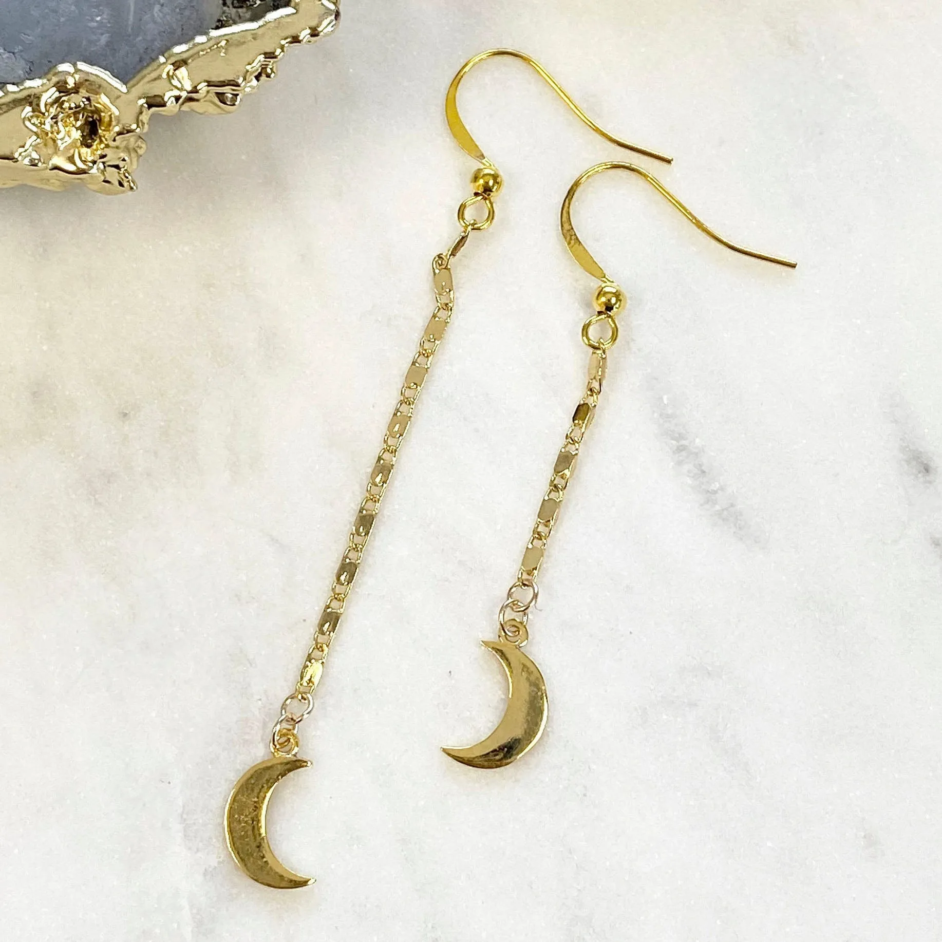 Asymmetrical Moon Drop Earrings