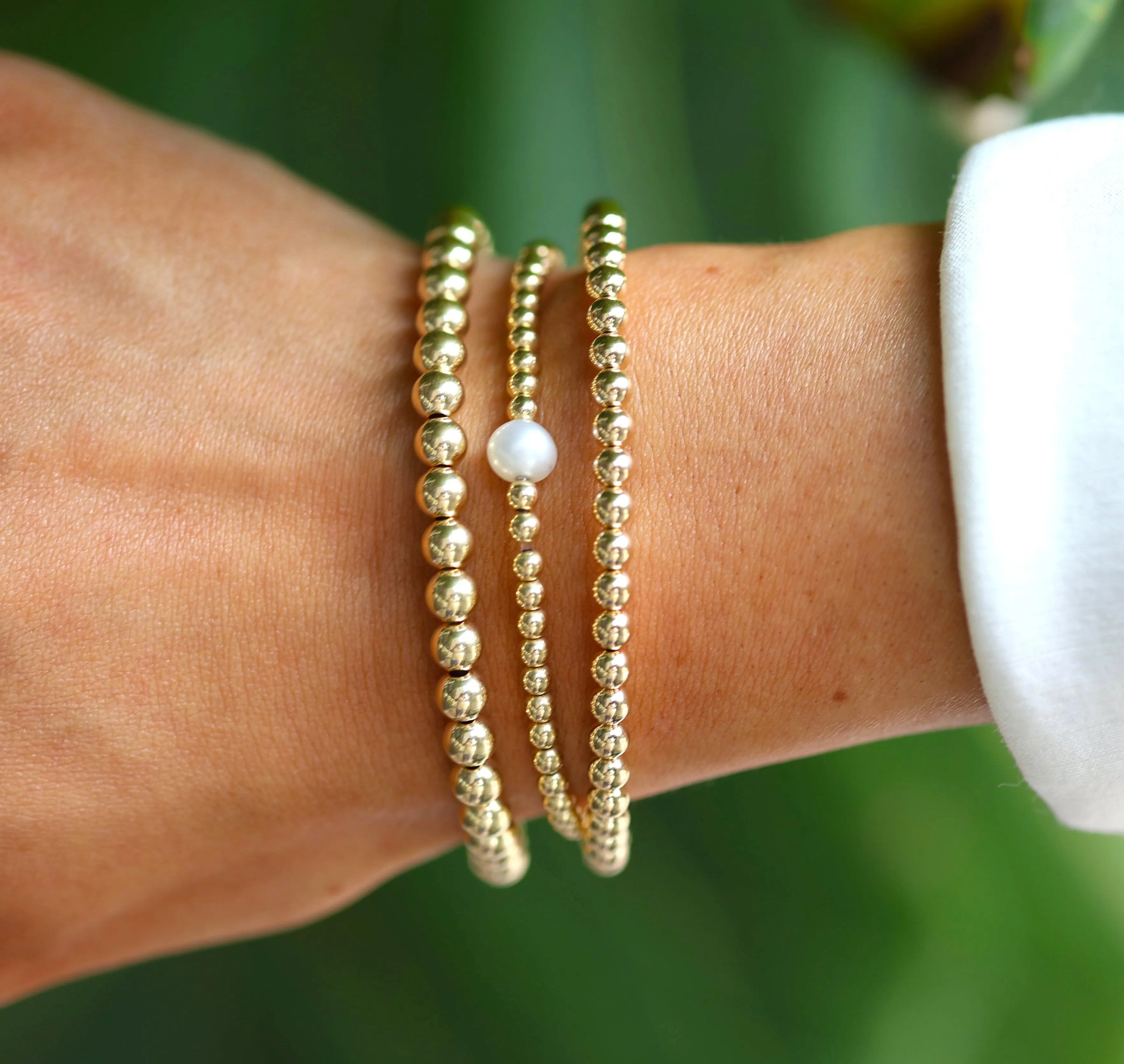 AUDREY | Stretchy Anti-tarnish Gold Filled & Pearls Bracelet