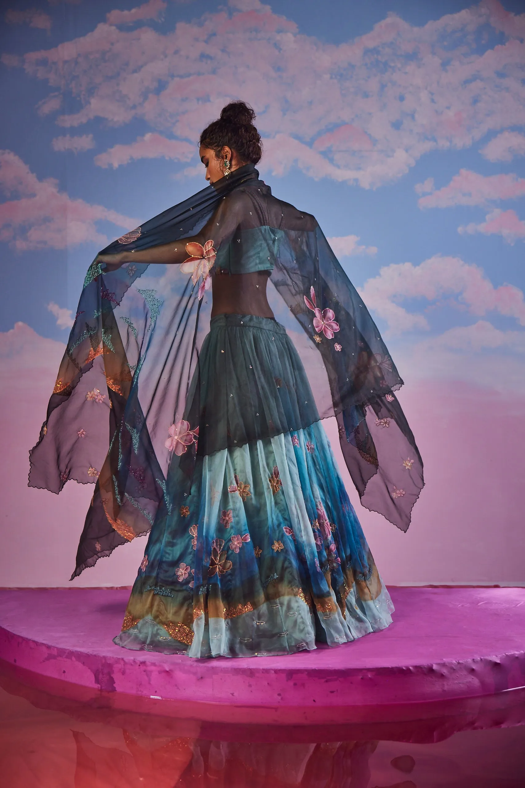 Azureen Multi-Color Handpainted Lehenga