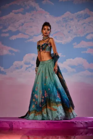 Azureen Multi-Color Handpainted Lehenga