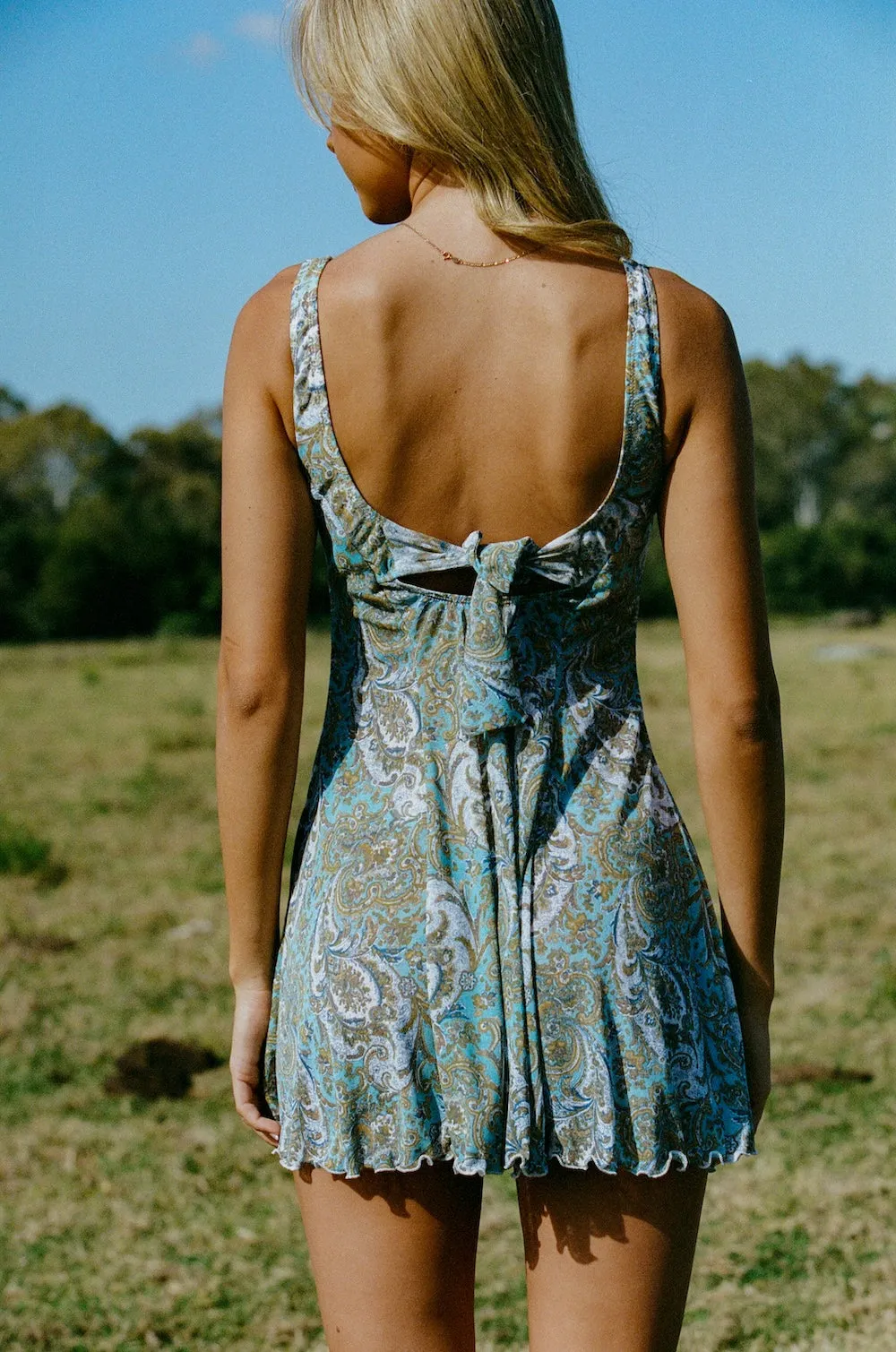 Babysitter Dress - Deadstock Blue Grey Paisley