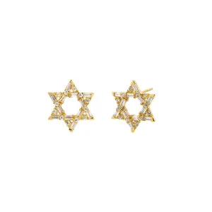 Baguette Star Of David Stud Earring
