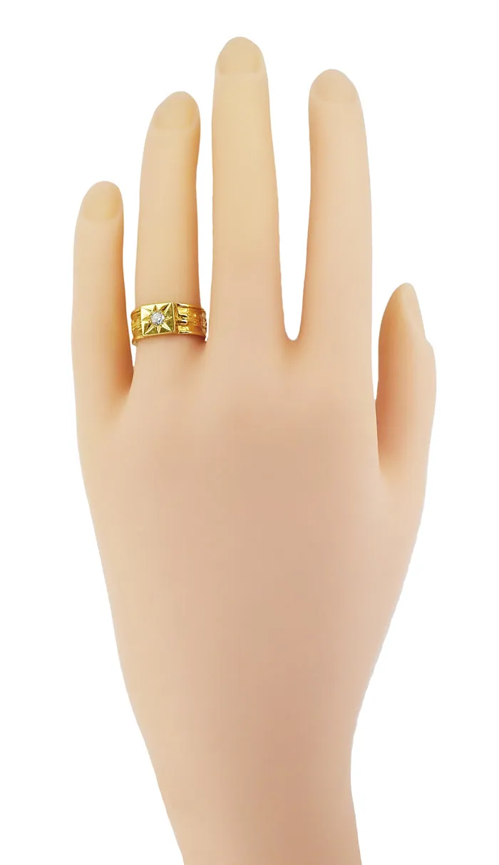 Baxter Victorian Wide Diamond Wedding Band in 14K Yellow Gold