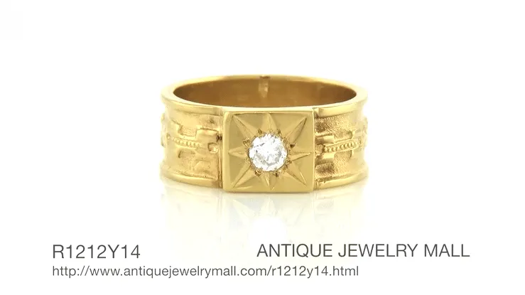 Baxter Victorian Wide Diamond Wedding Band in 14K Yellow Gold