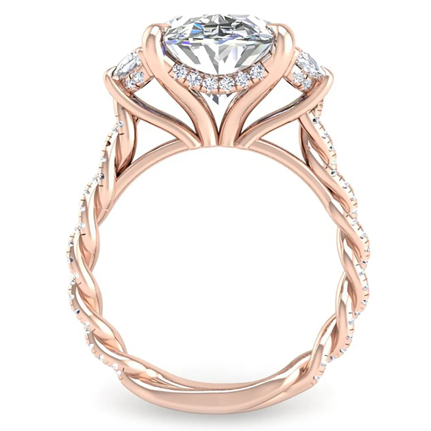 Ben Garelick Phoebe Oval Cut Three Stone Twist Diamond Engagement Ring