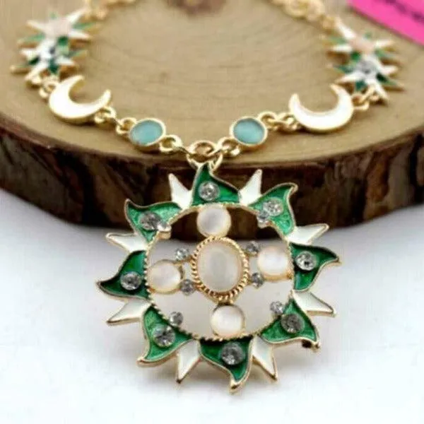 Betsey Johnson Moon & Sun Faux Opal Necklace