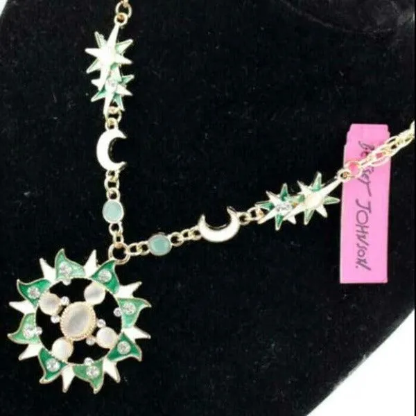 Betsey Johnson Moon & Sun Faux Opal Necklace