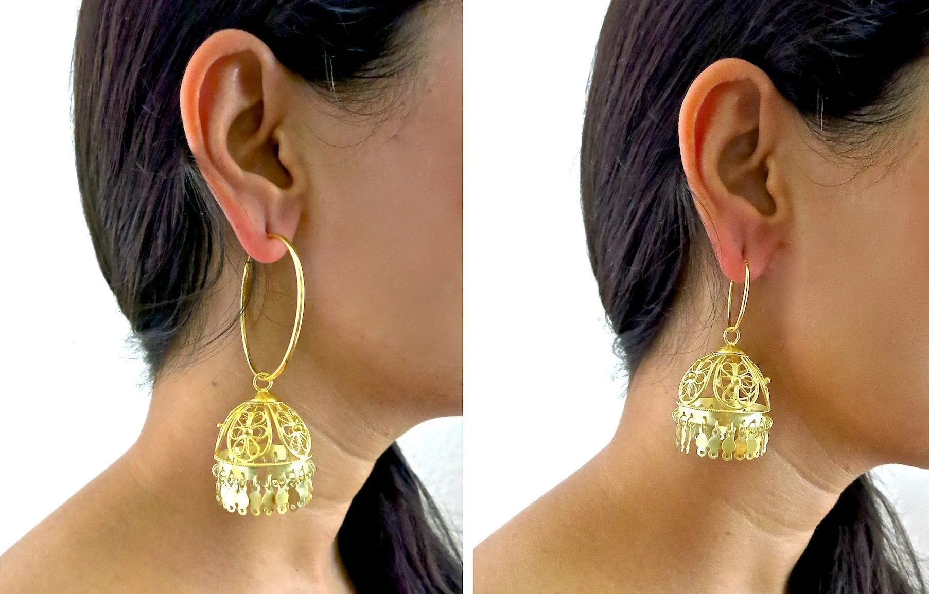 Big and small gold plated hoops