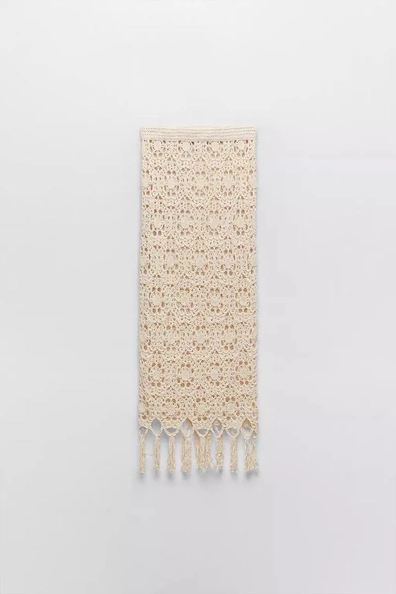 BK725 Tassel Knit Maxi Skirt