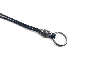 Black Diamond Rhodium Lion on Leather