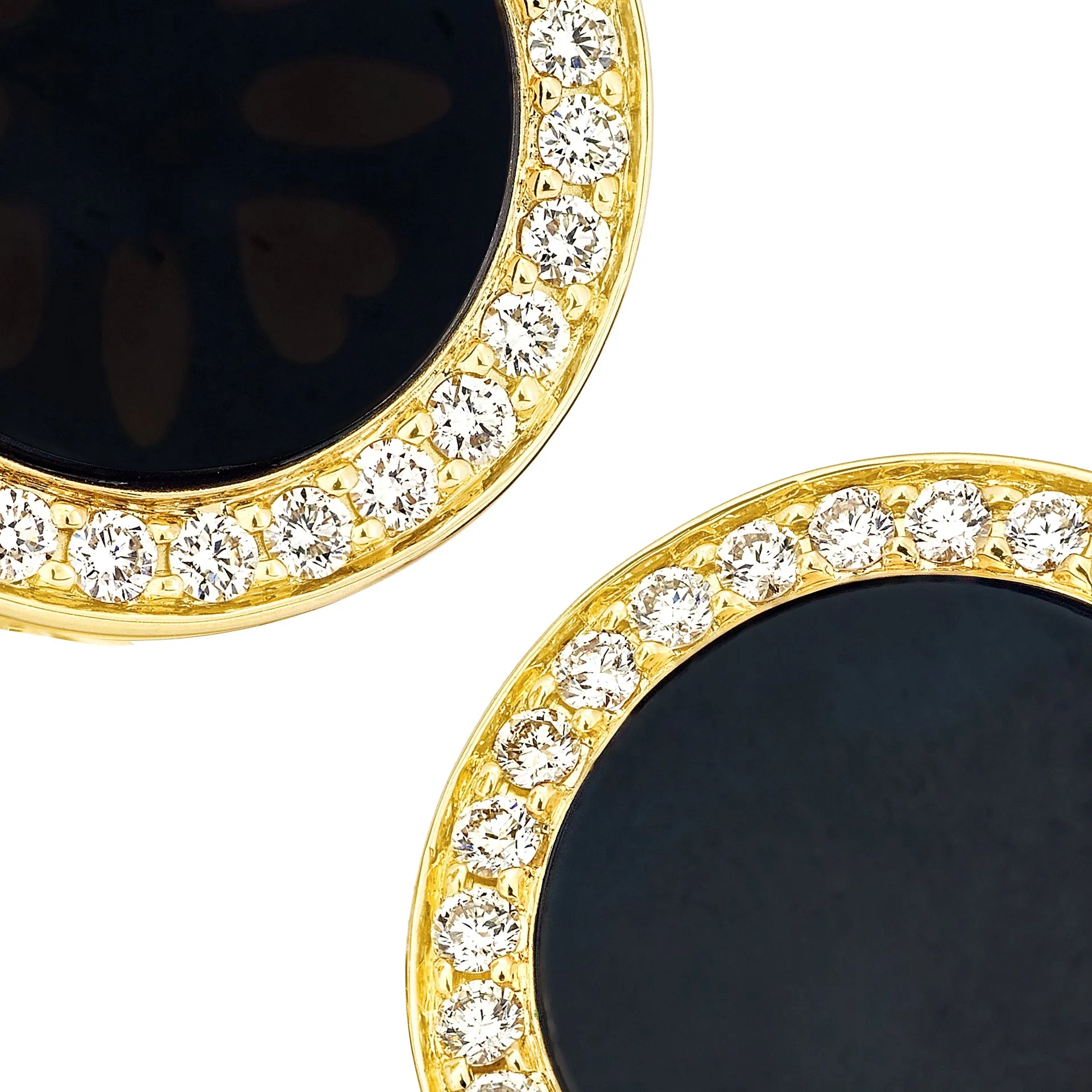 Black Onyx & Diamond 18K Gold Cufflinks