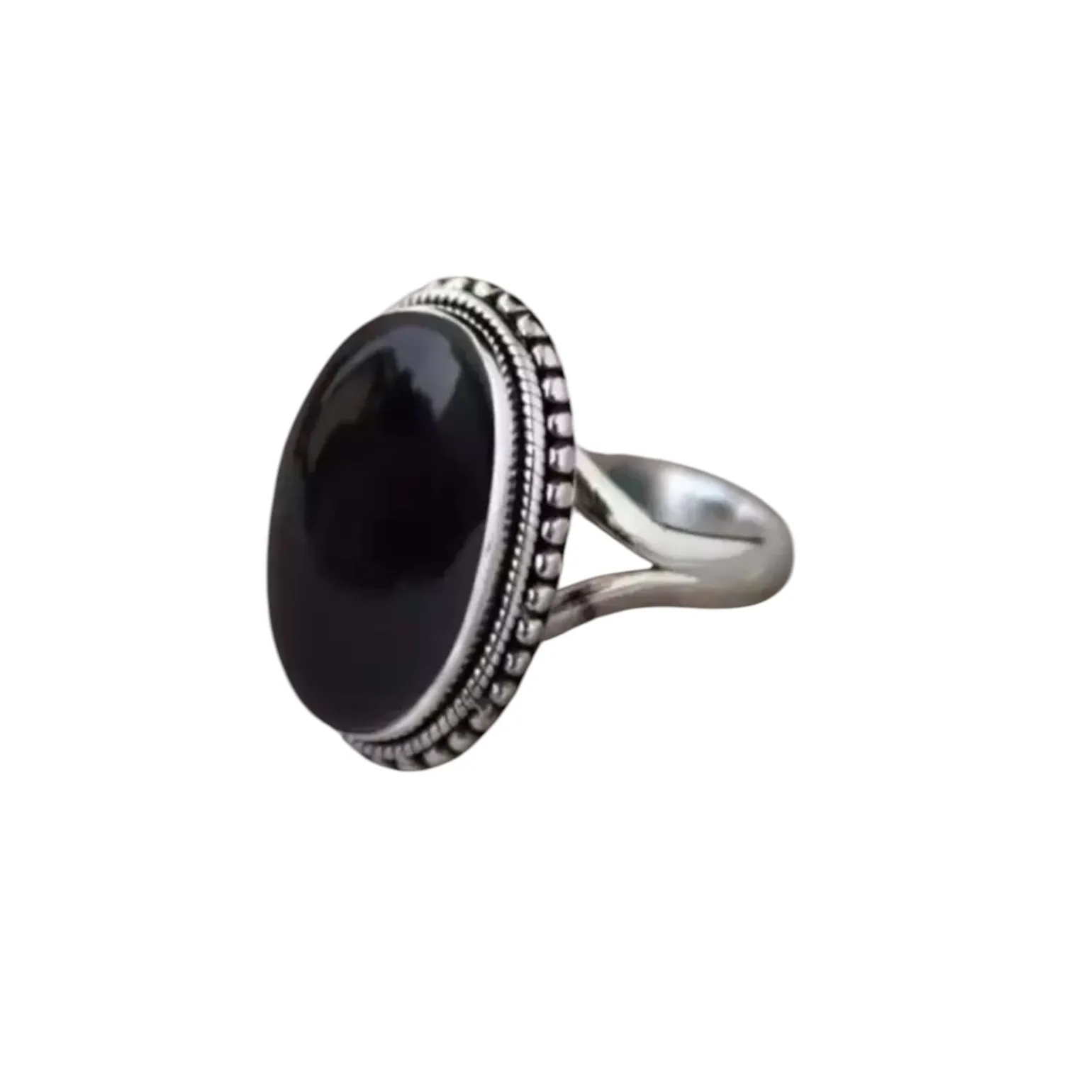 Black Onyx Solid 925 Sterling Silver Ring 4.5