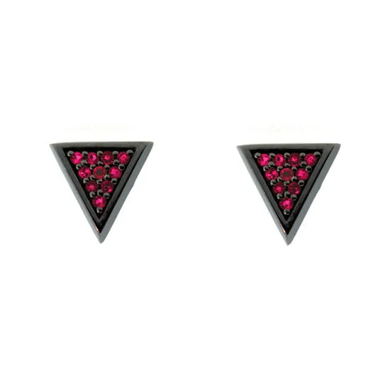 Blackened 18k Gold Tres Puntos Earrings Ruby