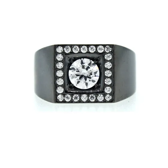Blackened 18k Gold White Sapphire Ring Jefe
