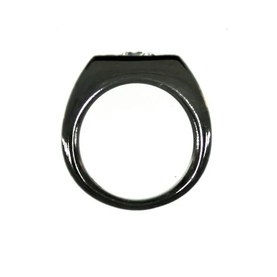 Blackened 18k Gold White Sapphire Ring Jefe