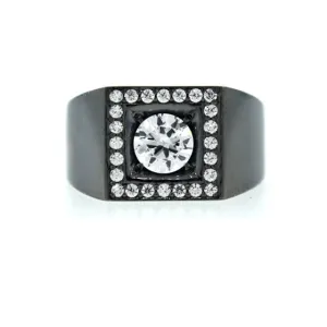 Blackened 18k Gold White Sapphire Ring Jefe