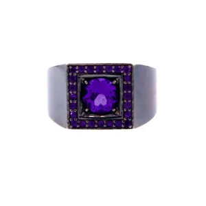 Blackened Silver Jefe Ring Amethyst
