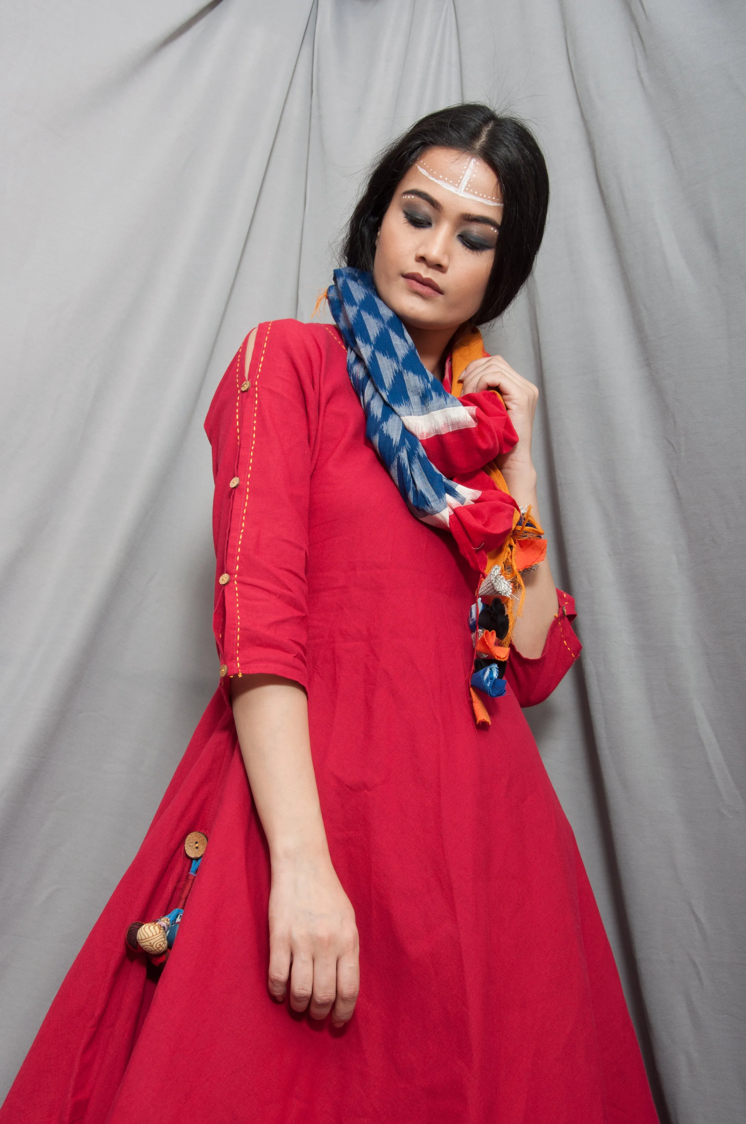 Blossom - Long Cowl  Dress With Scarf